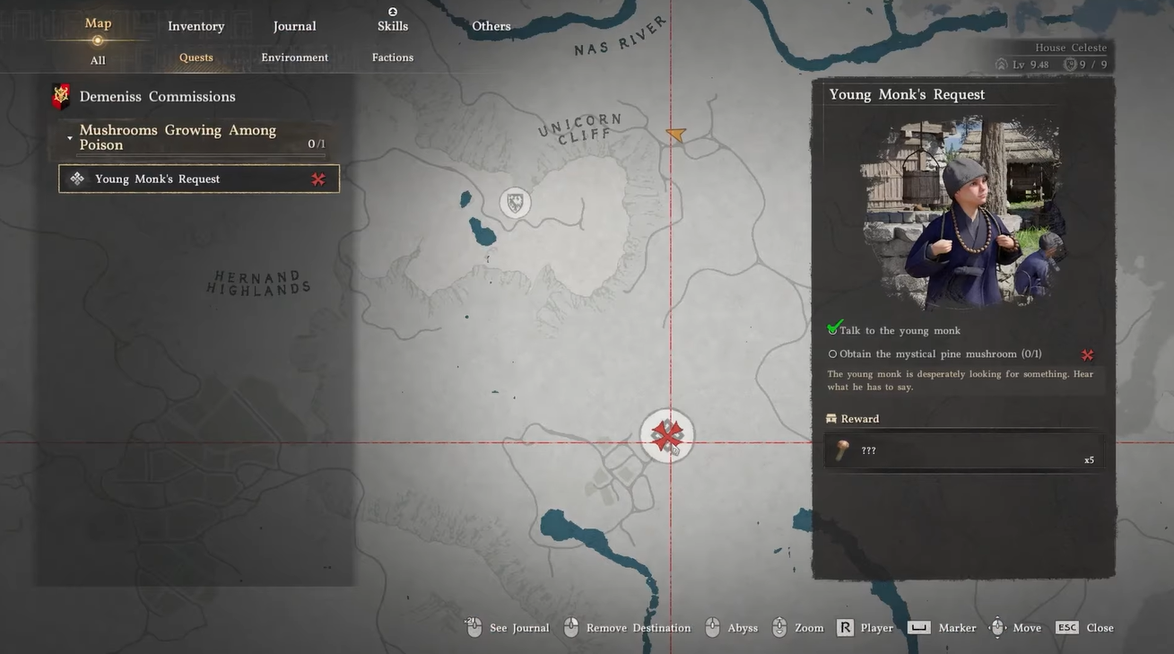 Crimson Desert Mystical Pine Mushroom Location and Porin Cave in Young Monk's Request
