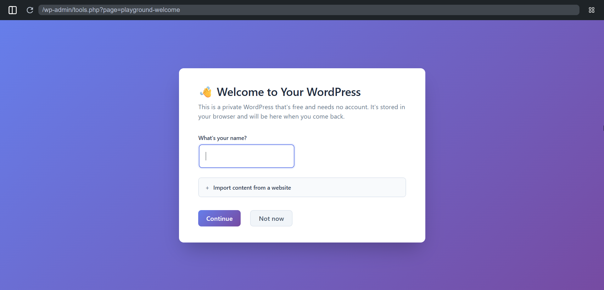 Wordpress in-browser
