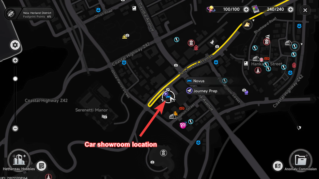 Car showroom location, New Way, Novus Car shop in Neverness to Everness-NTE