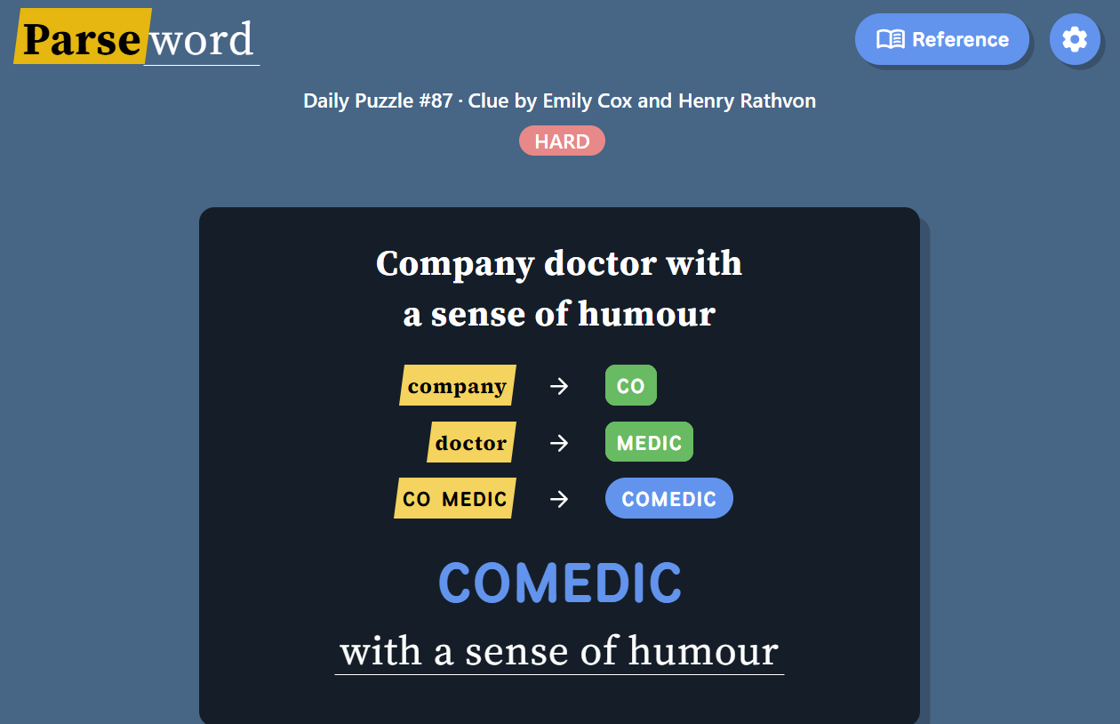 Parseword Answer for April 26, 2026