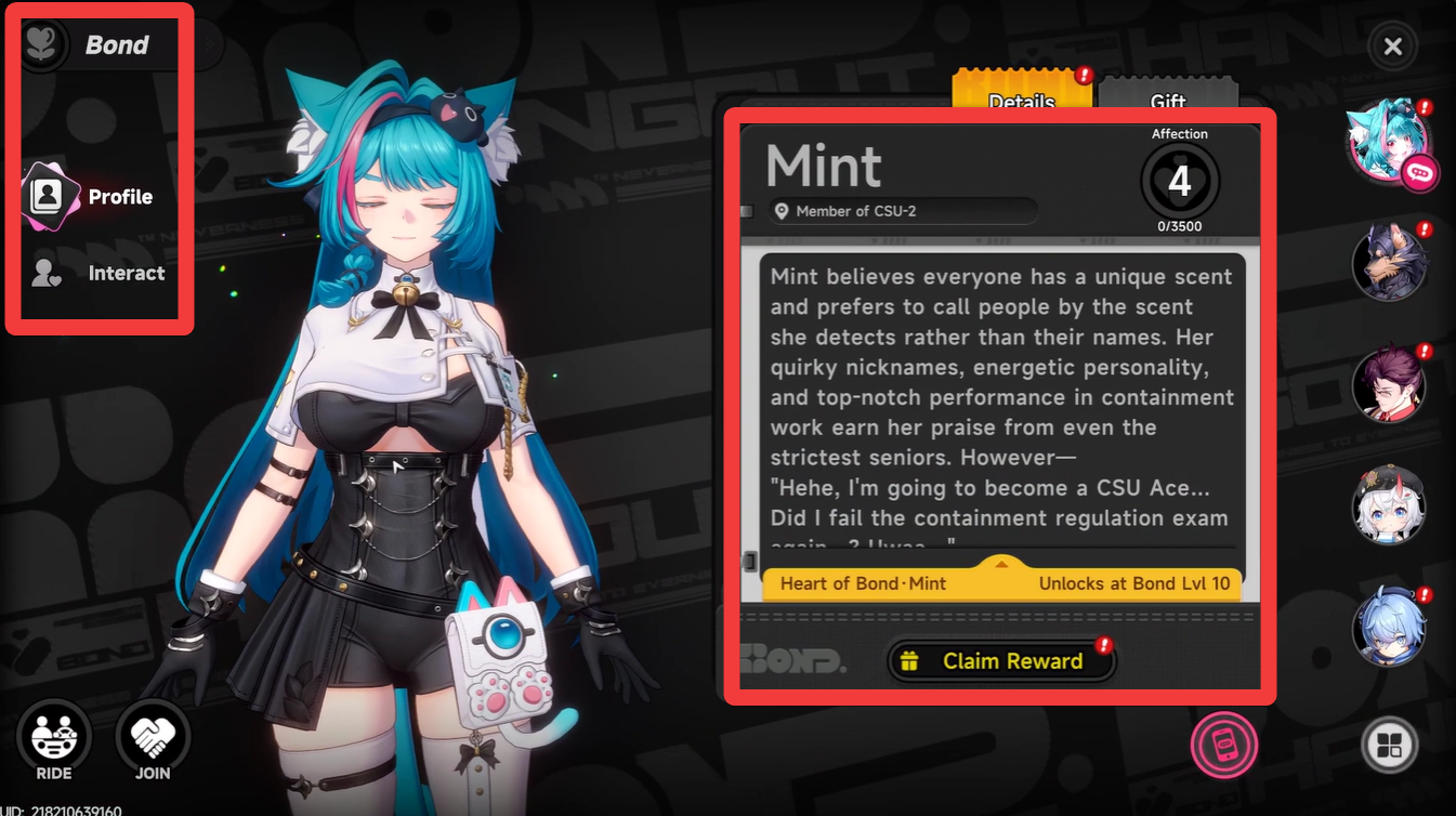 invite Passenger to Your Car Neverness to Everness Bond Levels 