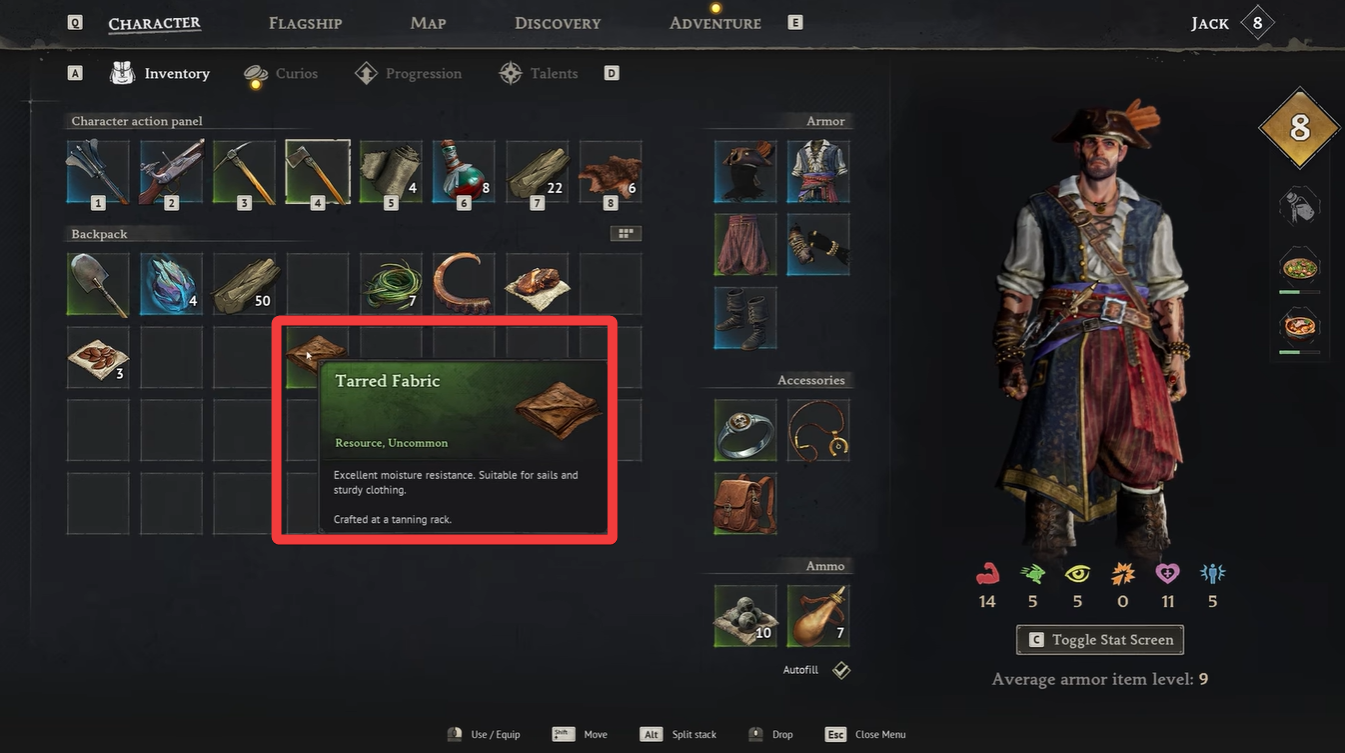 Windrose Tarred Fabric crafting (Image credit: Kraken Express / Via: YouTube - ASAP)