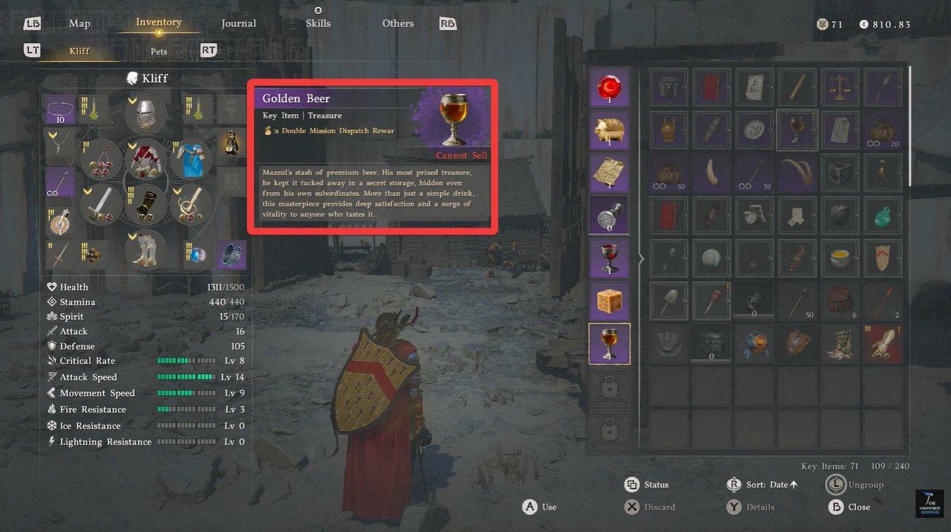 Crimson Desert Golden Beer details - Image credit: Pearl Abyss / Via: YouTube - Joe Hammer Gaming