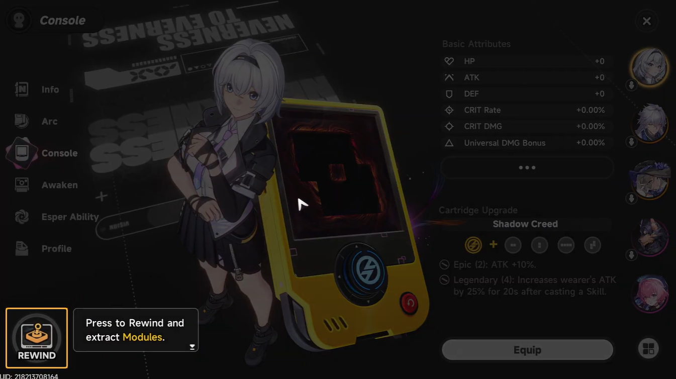 neverness to everness Console cartridges and modules system - NTE