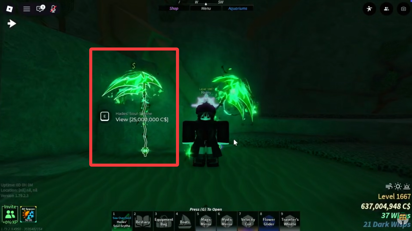 Fisch Roblox: Hades Soul Scythe location, requirements (Image credit: Fisch Roblox / Via: YouTube - MineBlox)