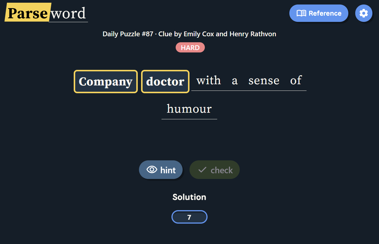 Parseword Answer for April 26, 2026