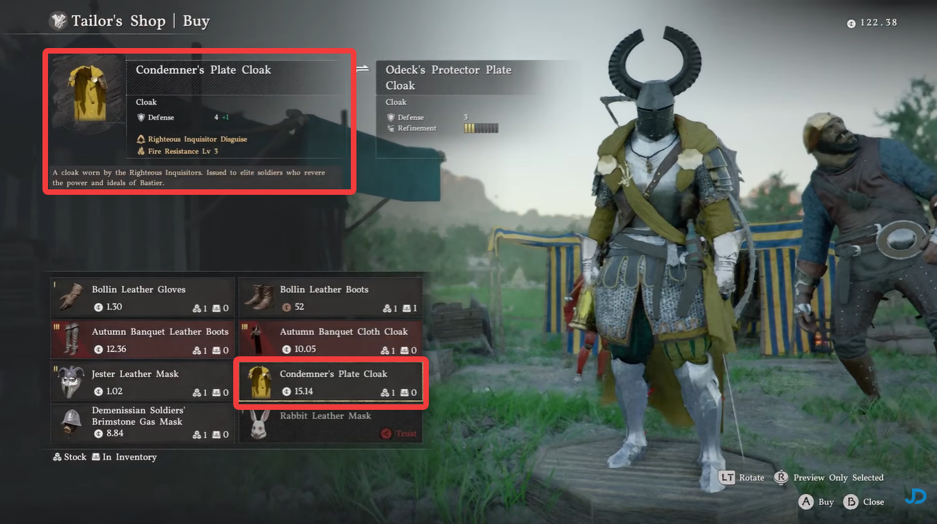 Crimson Desert Condemner's Plate Helm, Plate Armor, and Cloak Location and Stats 