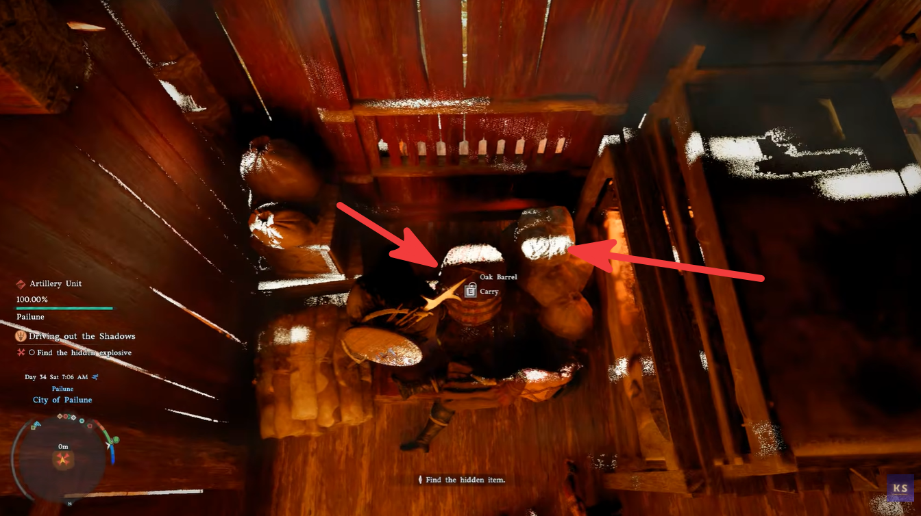 Displacing Barrels and Sack from the area in Driving out the Shadows quest in Crimson Desert