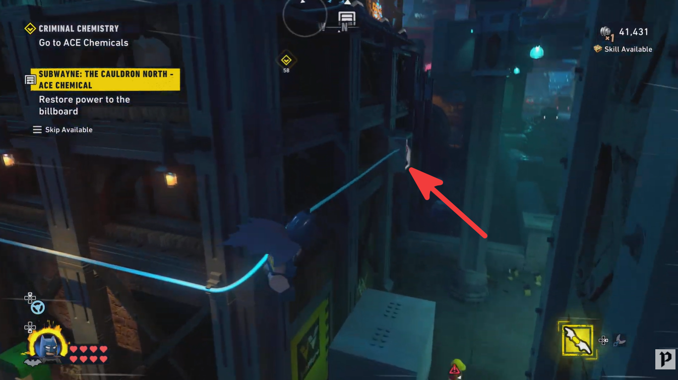 How to restore power to the billboard in Subwayne Cauldron North - LEGO Batman Legacy of Dark Knight