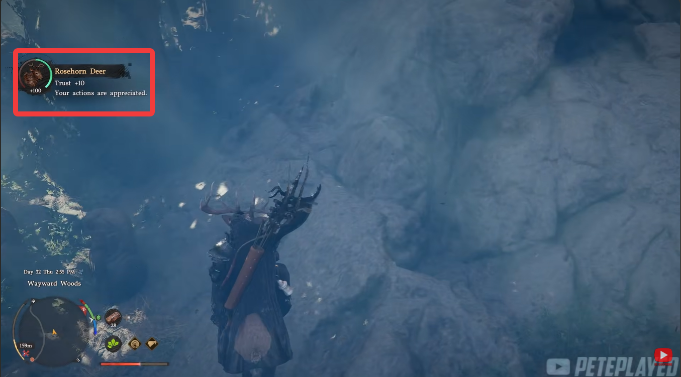 A close-up of the Crimson Desert UI showcasing a maxed-out golden trust meter bar.