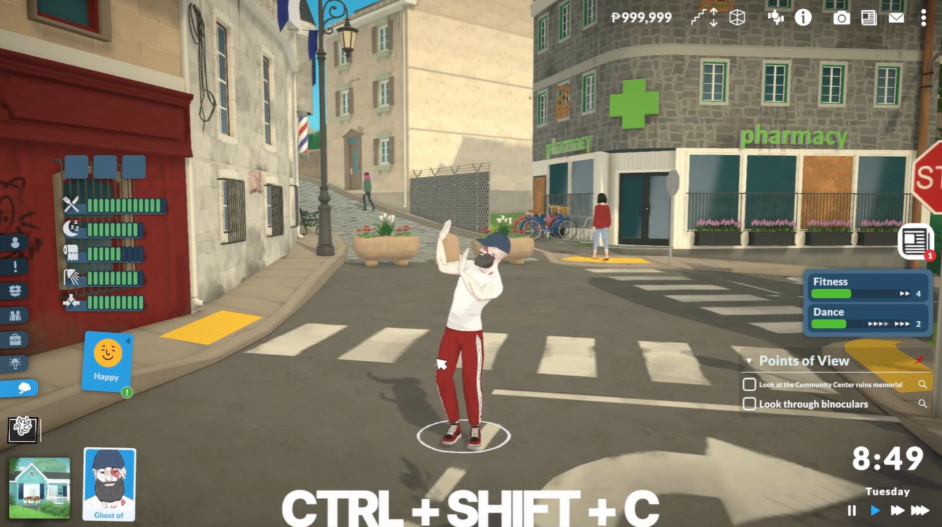 Cheat command shown in the in-game screenshot of Paralives
