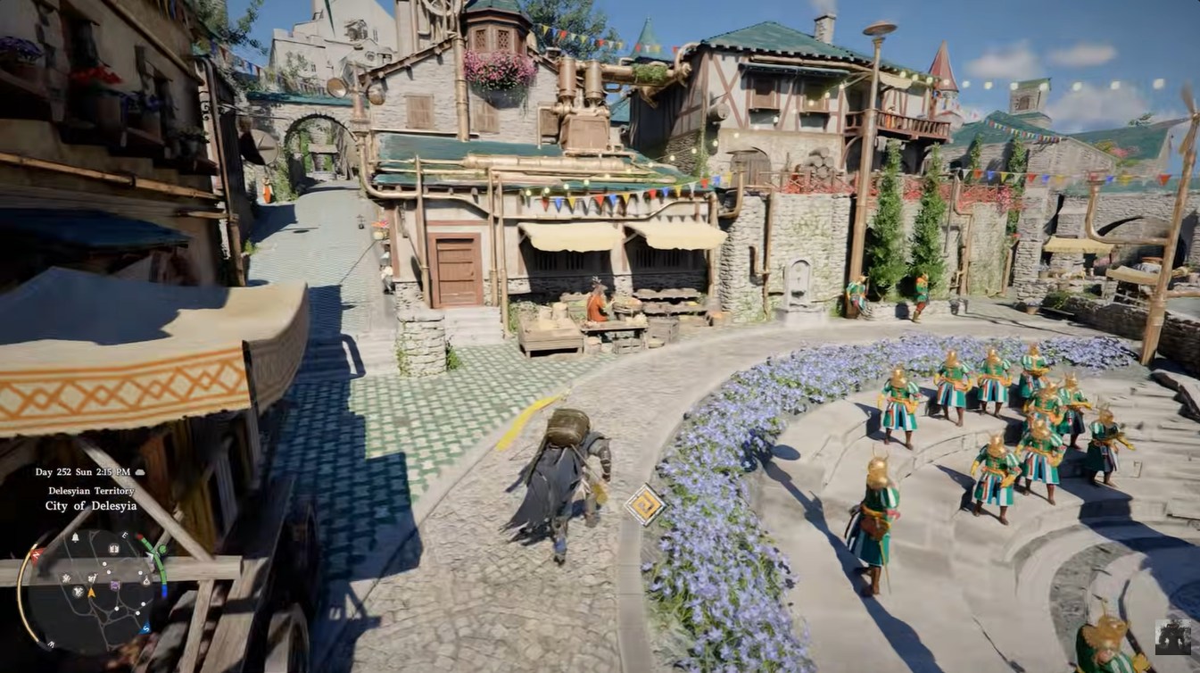Player entering the Delesyia desert settlement in Crimson Desert.