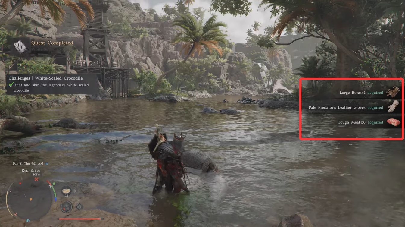 Crimson Desert Pale Predator’s Leather Gloves and White-Scaled Crocodile Location, Combat Tips and Rewards