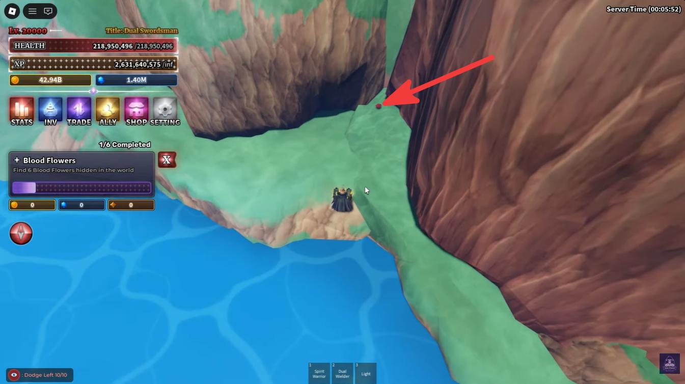 Second Blood Flower hidden between cliffs near the colosseum on Bizarre Island