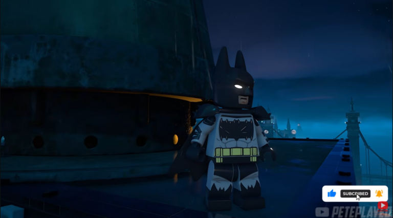 Absolute Batman character skin showcase in LEGO Batman Legacy of the Dark Knight free roam mode