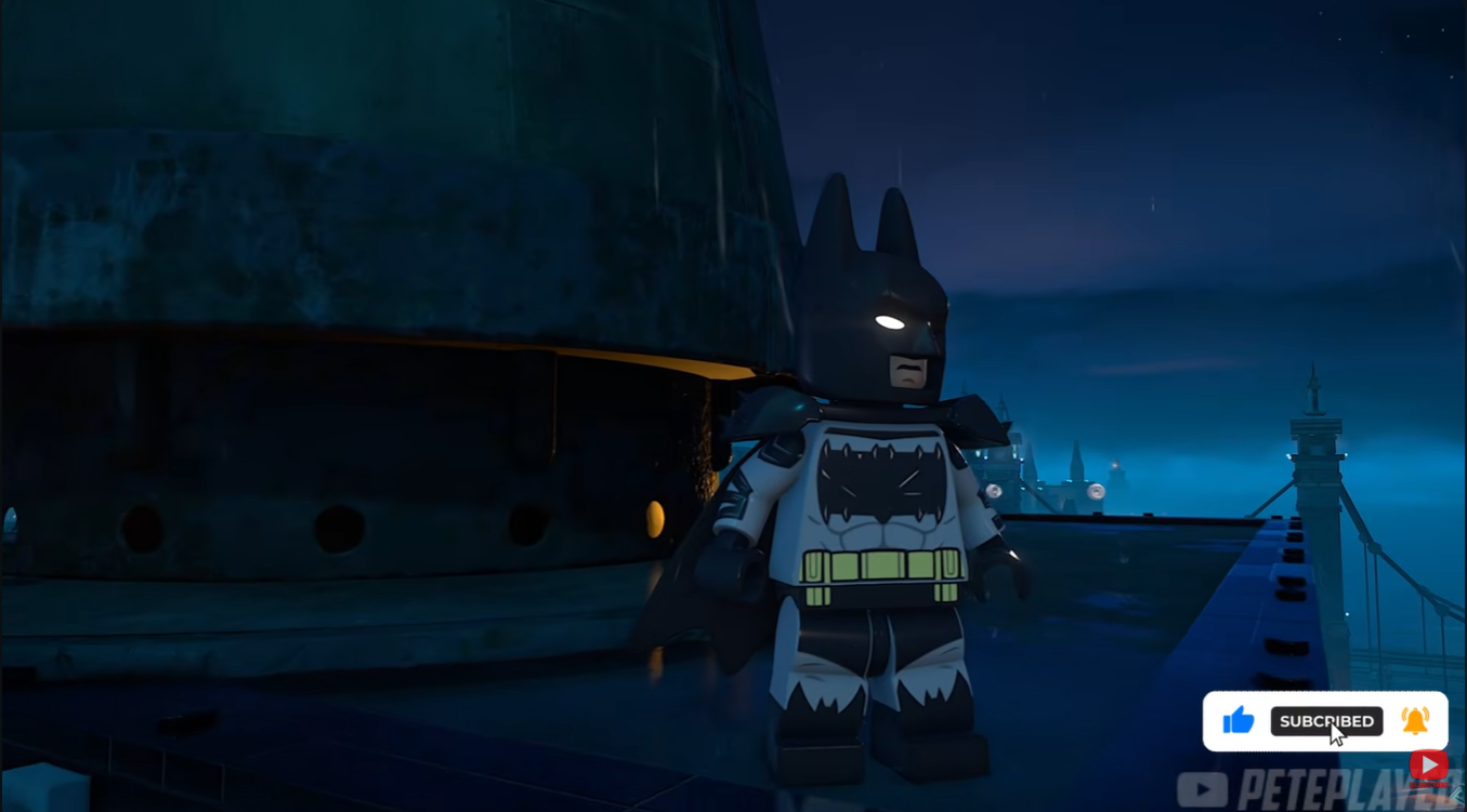 Absolute Batman character skin showcase in LEGO Batman Legacy of the Dark Knight free roam mode