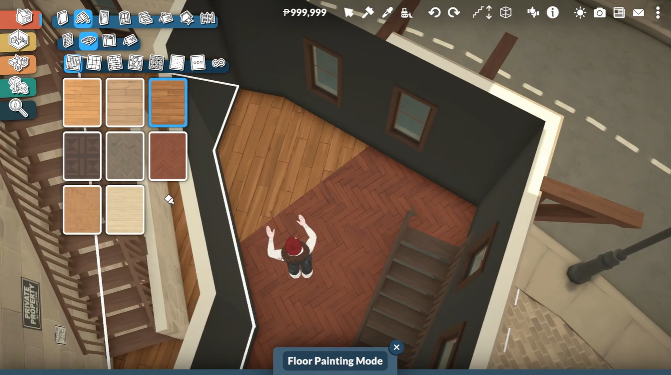 Two types of floorings in the same room in Paralives