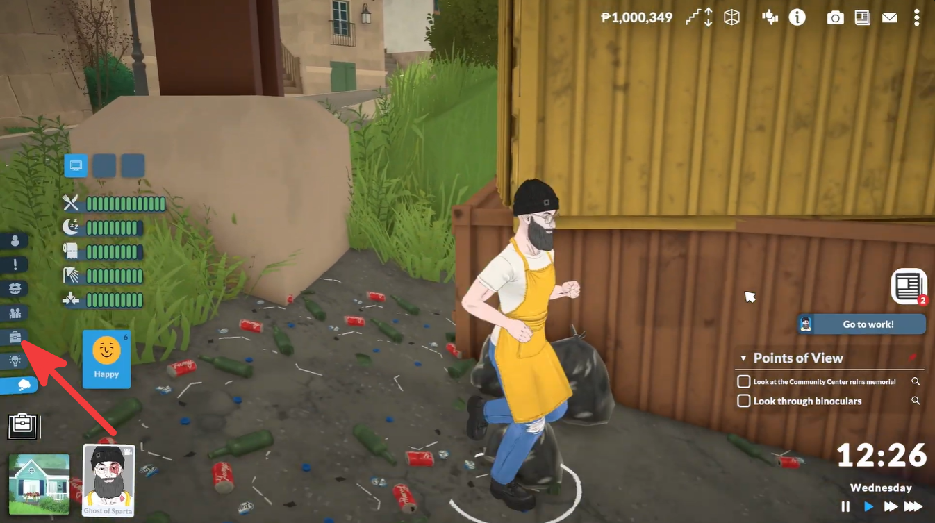 Paralives occupation menu button