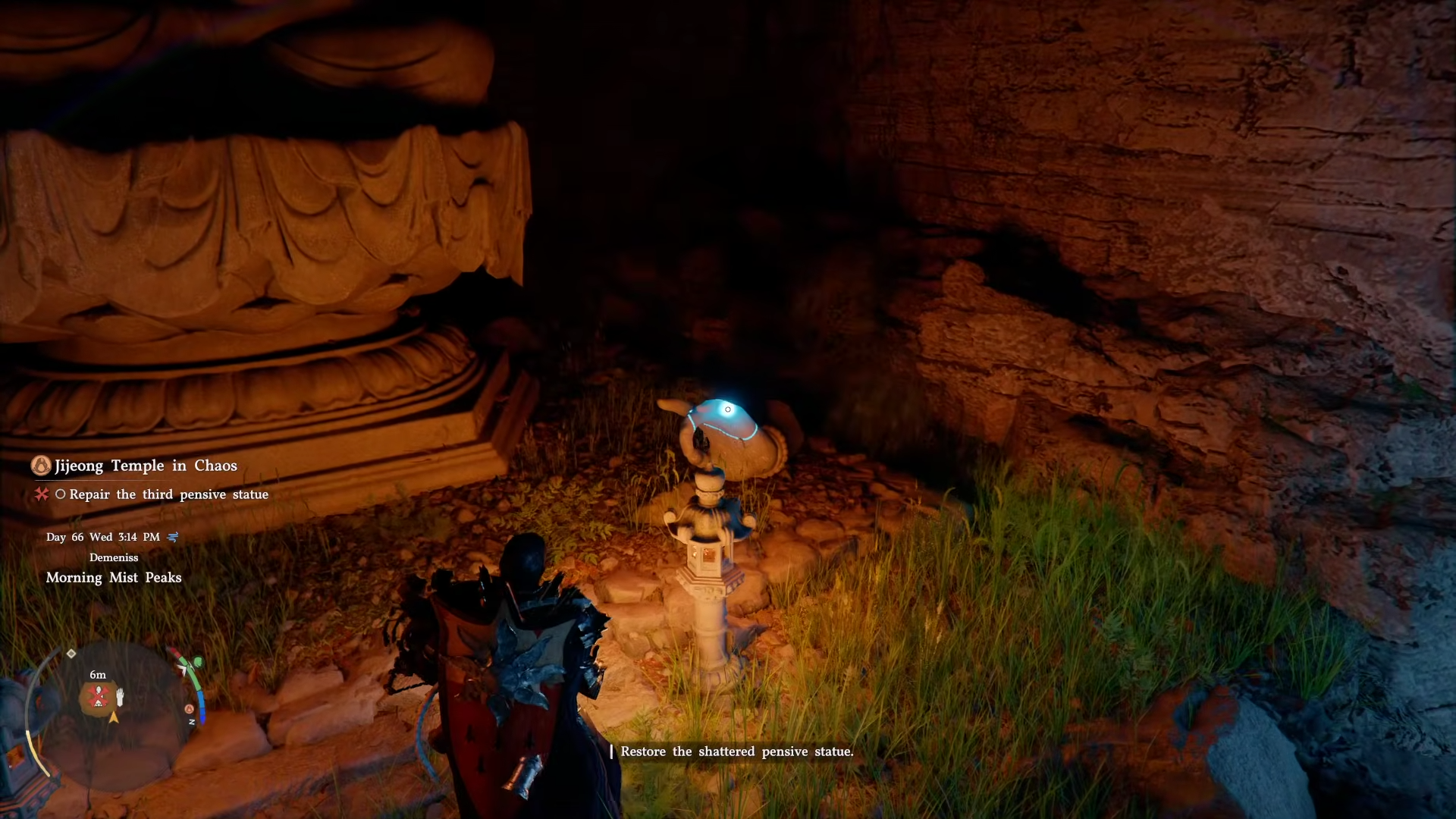 Left hand of the Third Pensive Statue on the floor nearby in Crimson Desert.