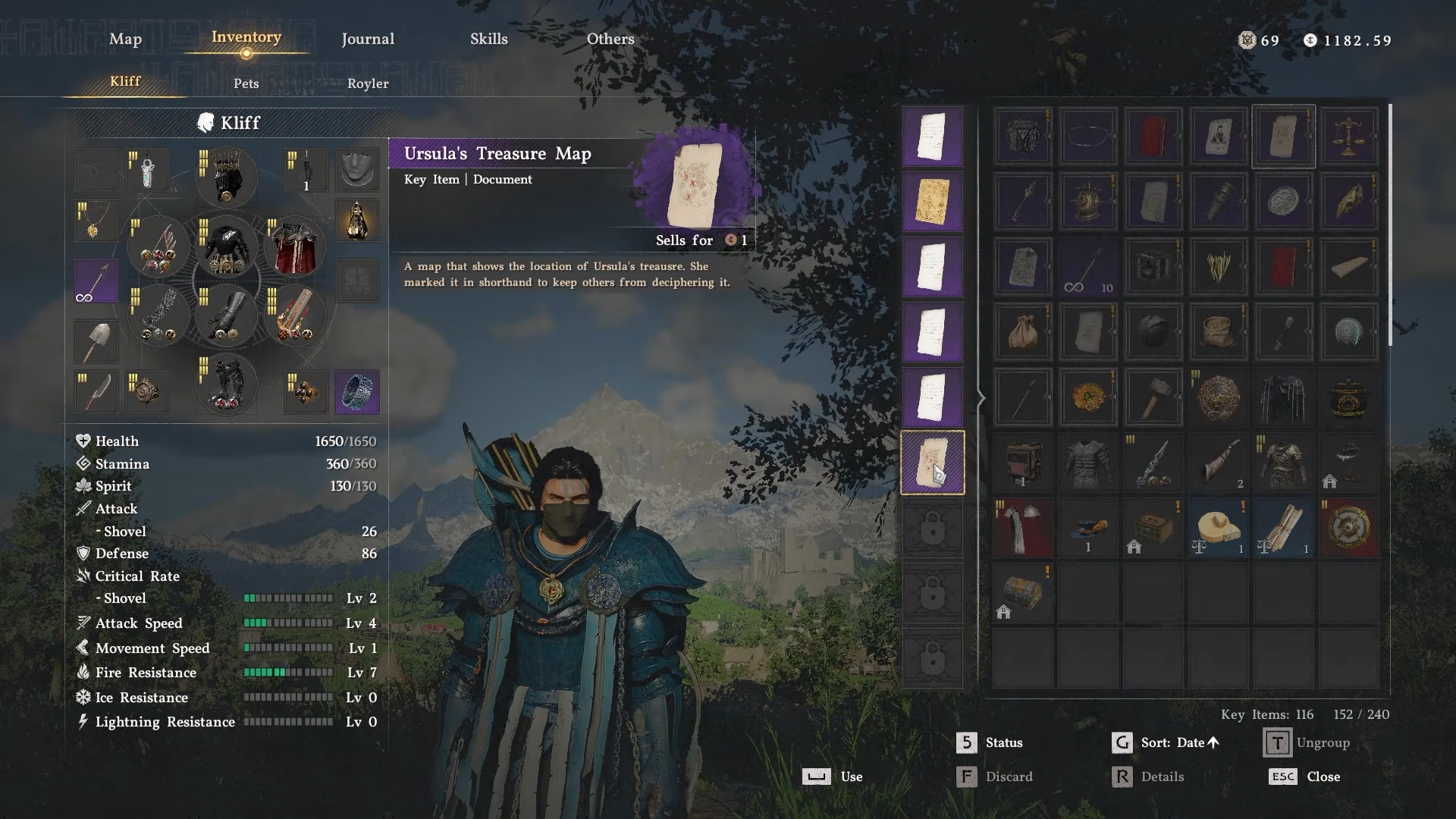Ursula's treasure map in the inventory in Crimson Desert.