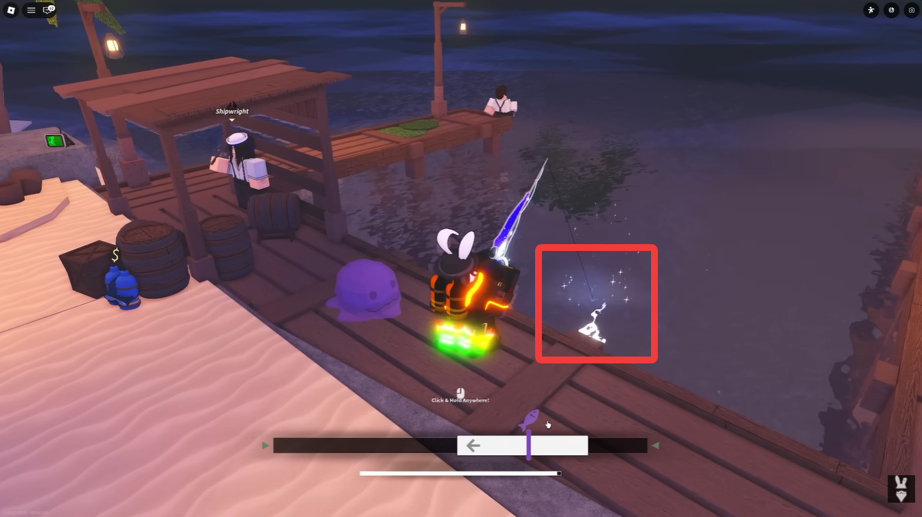 Moonlit Rod with Moonlit Blessing effect active in Fisch Roblox