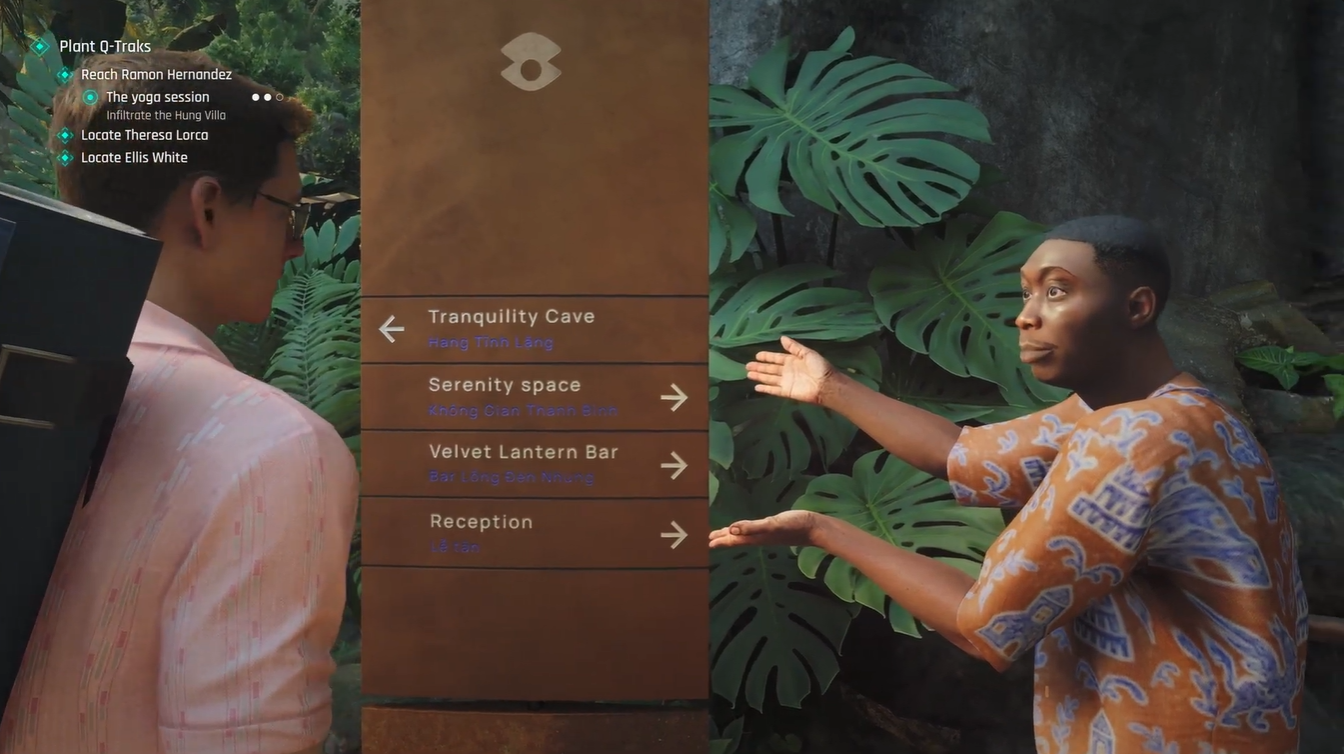 Khaby Lame easter egg interaction showing the iconic pointing gesture beside the Tranquility Cave direction sign.