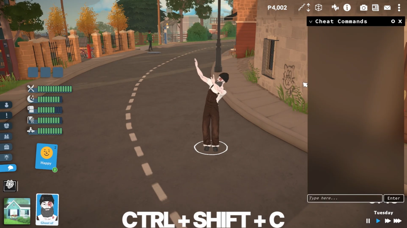 Image showing cheat code command menu in Paralive