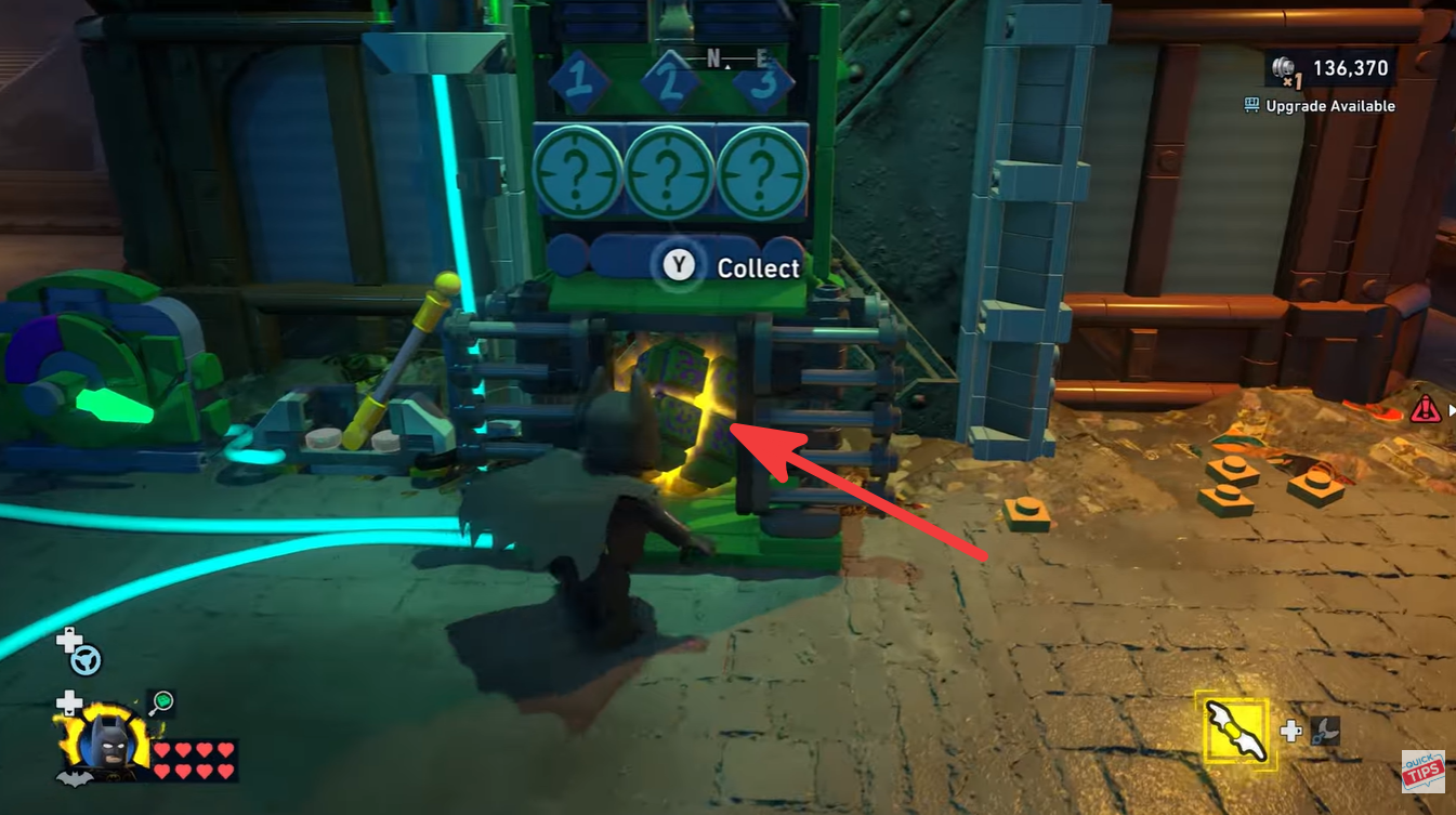 Collecting the Riddler's Puzzle piece in the Riddler Puzzle - Lighting Round - LEGO Batman: Legacy of the Dark Knight