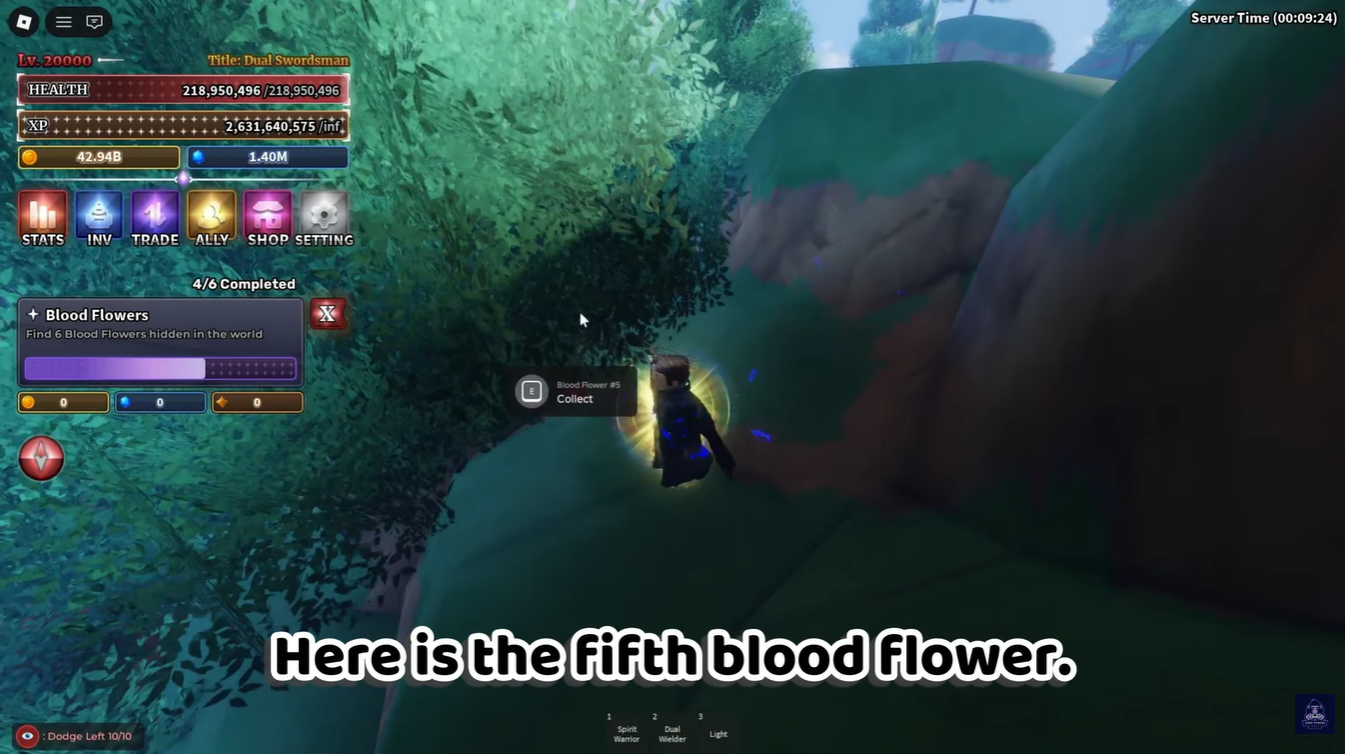Fifth Blood Flower hidden behind the shoreline tree on World Island