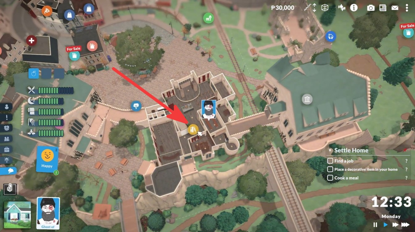 Location showing where to find a laptop in Paralives