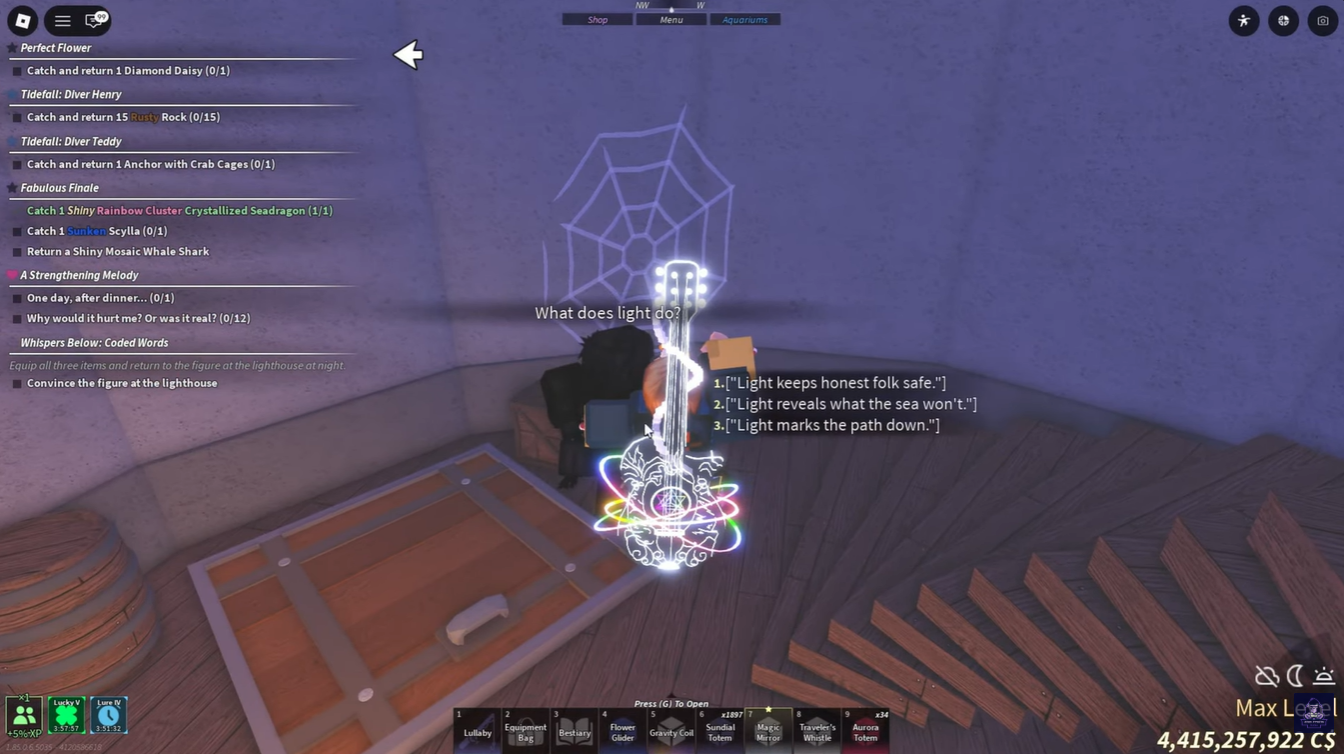 Answering guard NPC in Lighthouse in Fisch Roblox