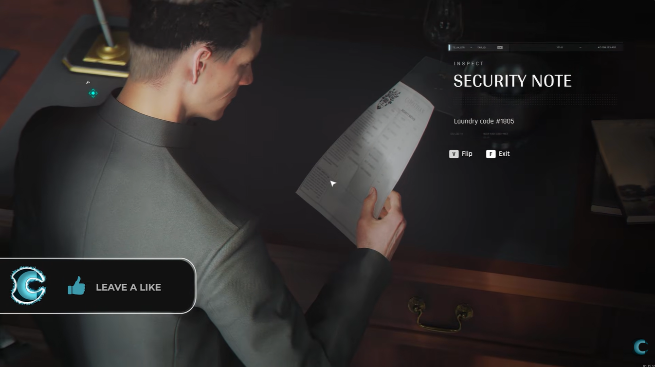 Close-up of the 1805 clue that does not open the Manager’s Office safe in Chapter 8