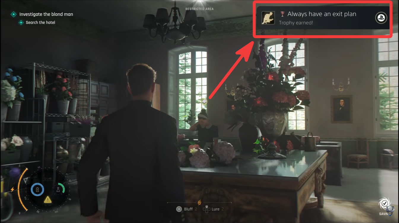 Always Have an Exit Plan trophy unlocked after distracting NPC with gadget in 007 First Light