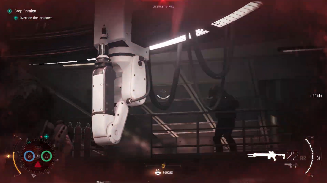 Hostile forces disrupting the override process, requiring the player to resume the upload and defend the terminal.