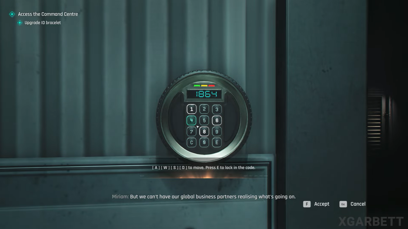 Command Centre door code in 007 First Light - Wave of the Future mission