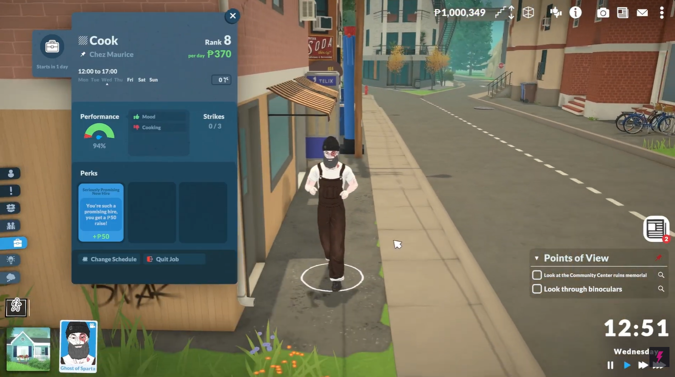 Paralives Ocuupation menu screenshot