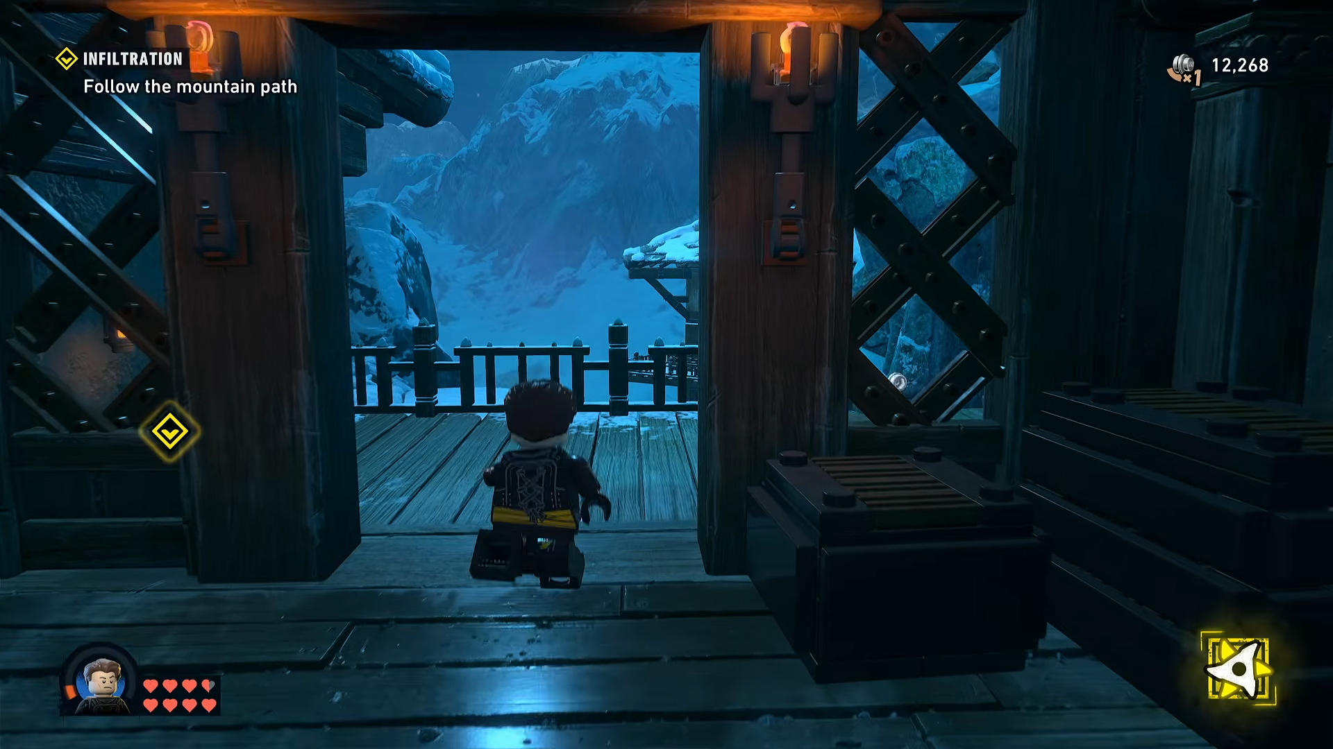 View of Batman finding the exit in the Infiltration mission in LEGO Batman: Legacy of the Dark Knight