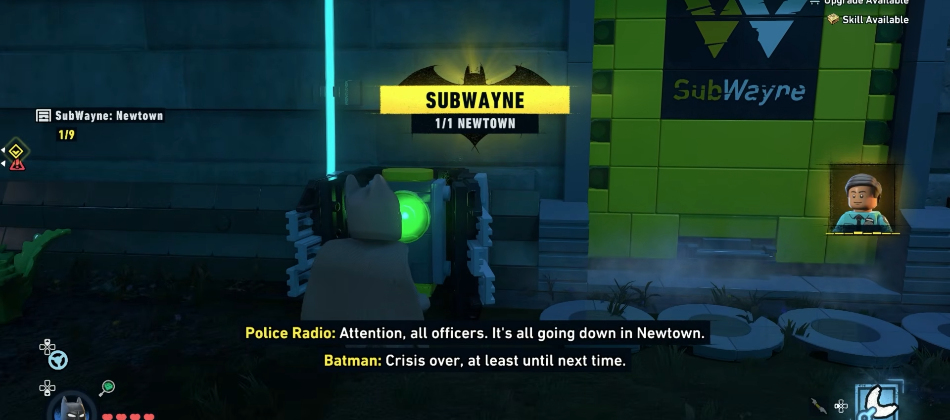 Batman successfully opening the Subwayne system at Newtown in Lego Batman Legacy Of The Dark Knight