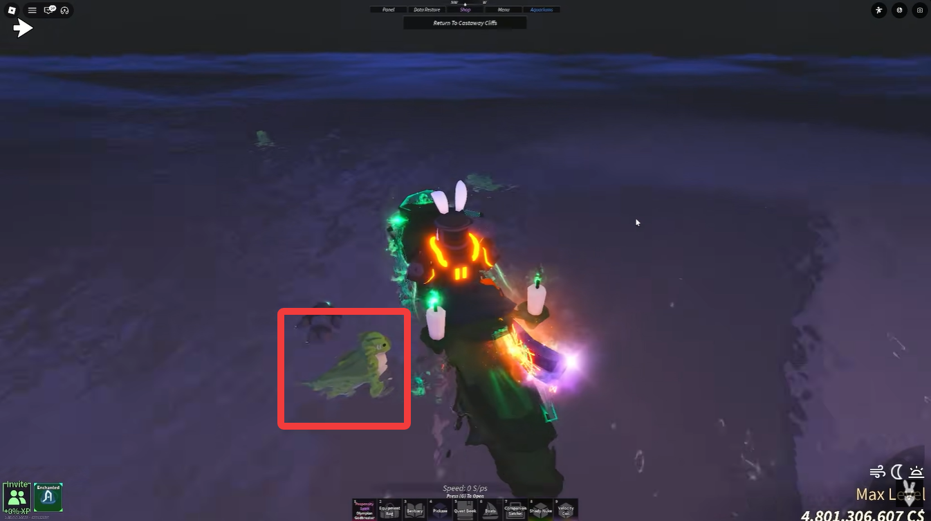 Mosswaddler companion swims after Moss Lurker event to your jet ski in Fisch
