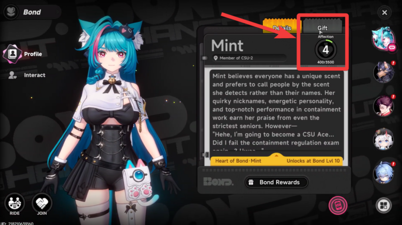 NTE gifting guide, affection level, bond levels, neverness to everness gifts