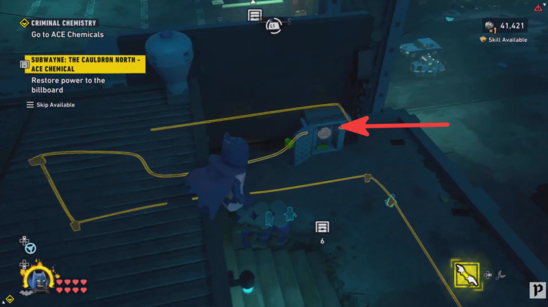 How to restore power to the billboard in Subwayne Cauldron North - LEGO Batman Legacy of Dark Knight