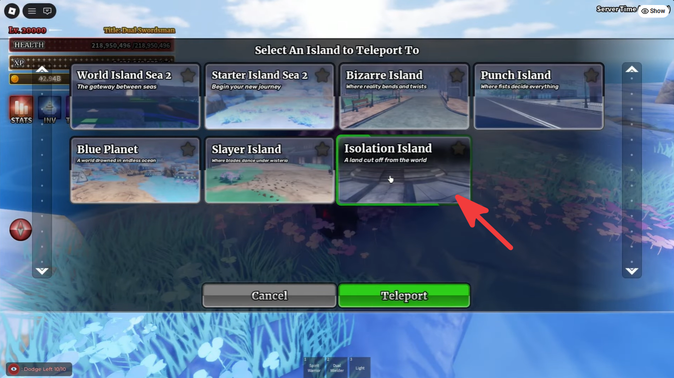 Isolation Island entrance after completing the Blood Flower quest