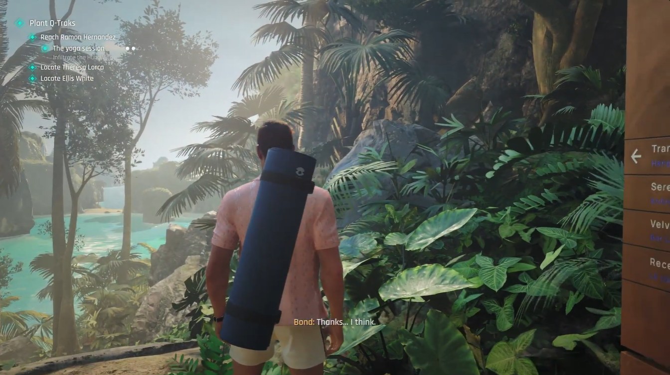 Bond leaving the garden path after the humorous Khaby Lame direction interaction in 007 First Light.