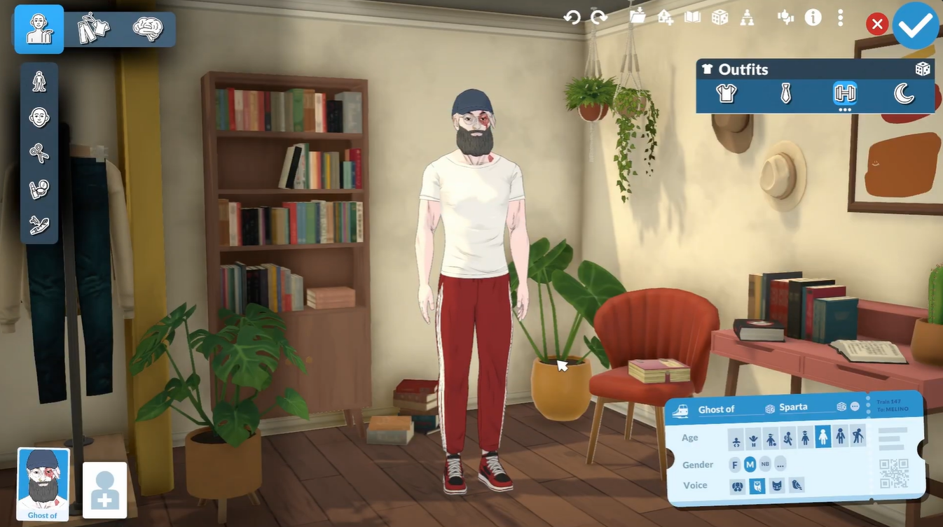 Character customization menu in Paralives - Paramaker