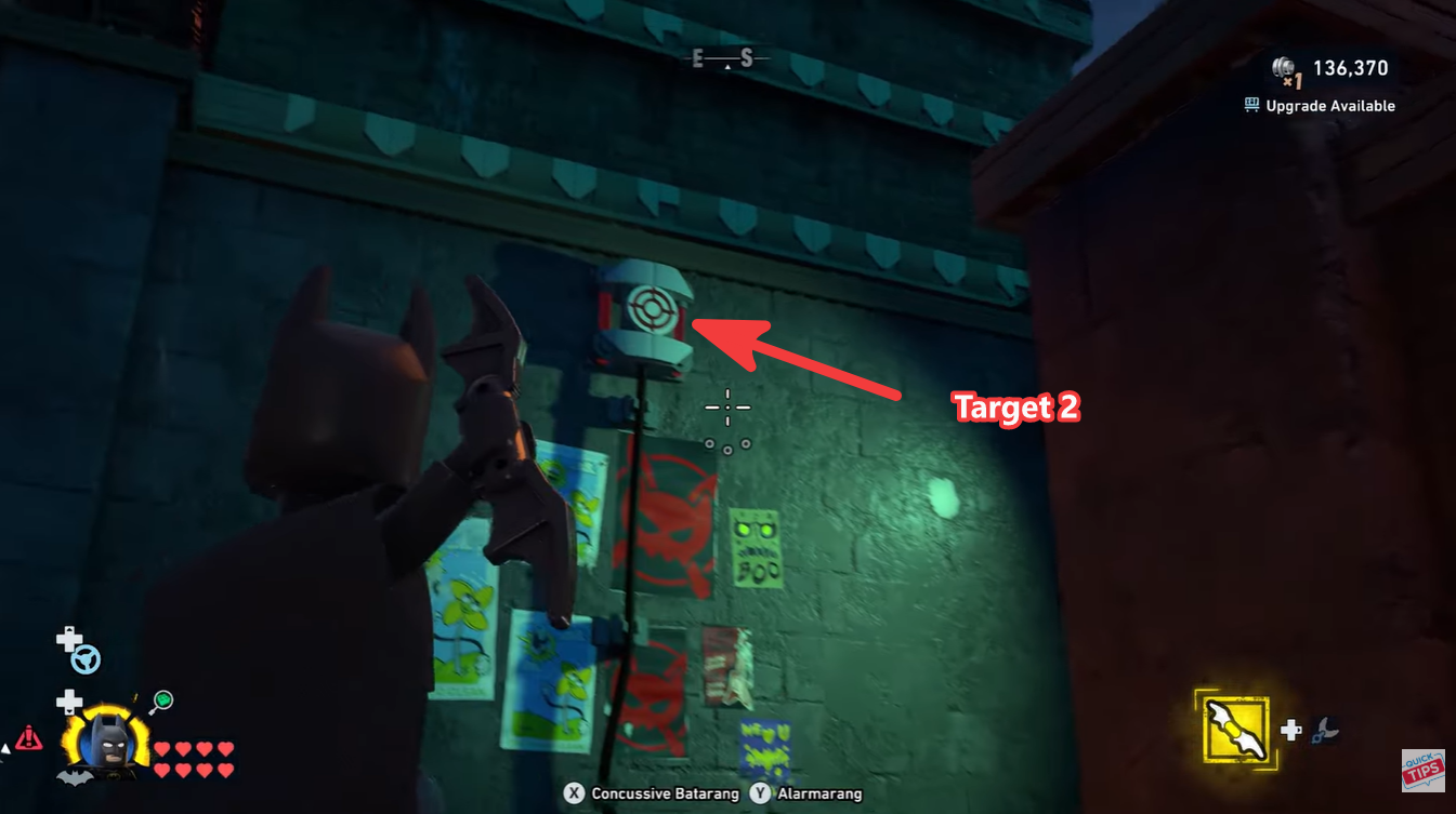 Target 2 location in the Riddler Puzzle - Lighting Round - LEGO Batman: Legacy of the Dark Knight