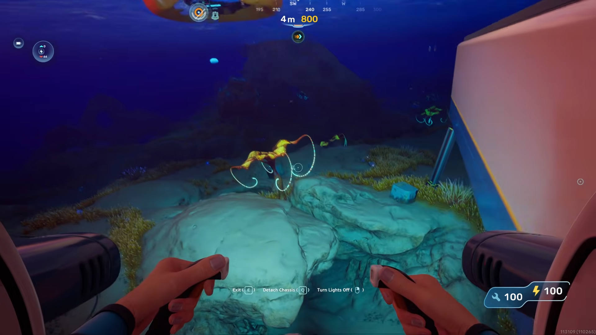 View of caves under the Lifepod where Acidic Raion Pouch spawns in Subnautica 2