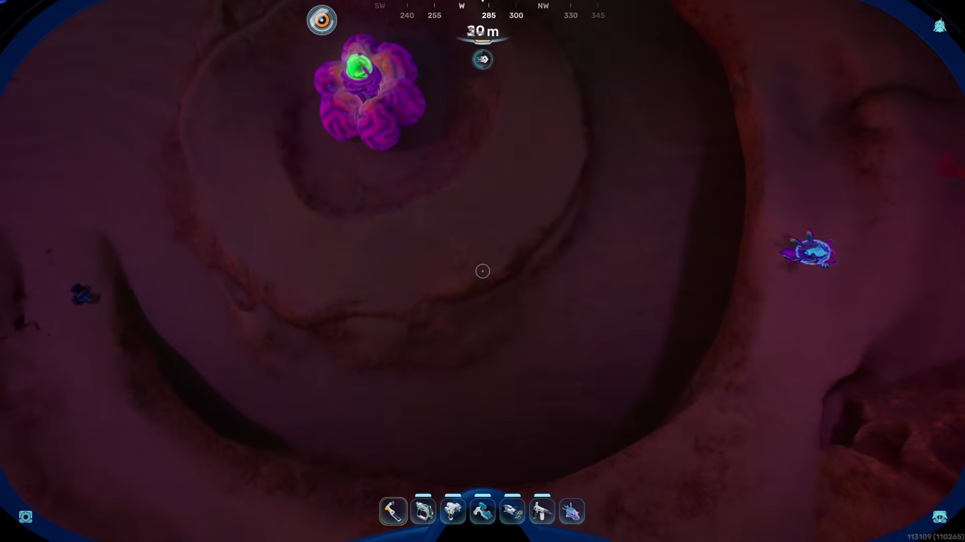 View of Acidic Riaon Pouch in the cave under the lifepod in Subnautica 2