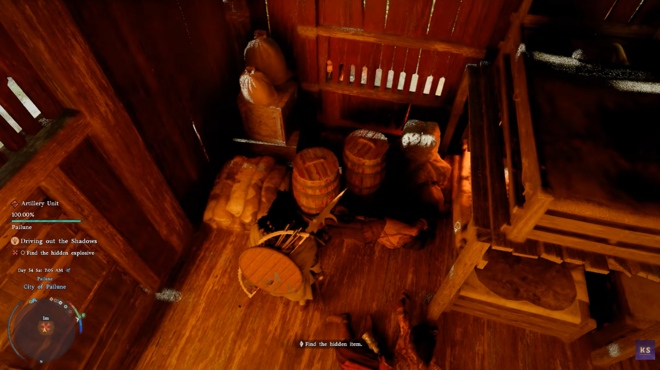 Finding the corner to get hidden explosives in Driving out the Shadows quest in Crimson Desert