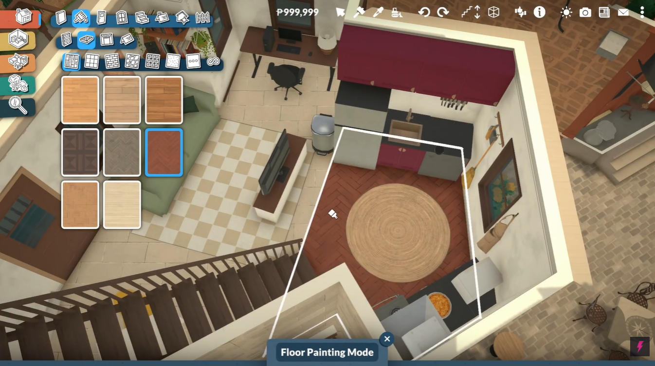 Separated flooring types in Paralives