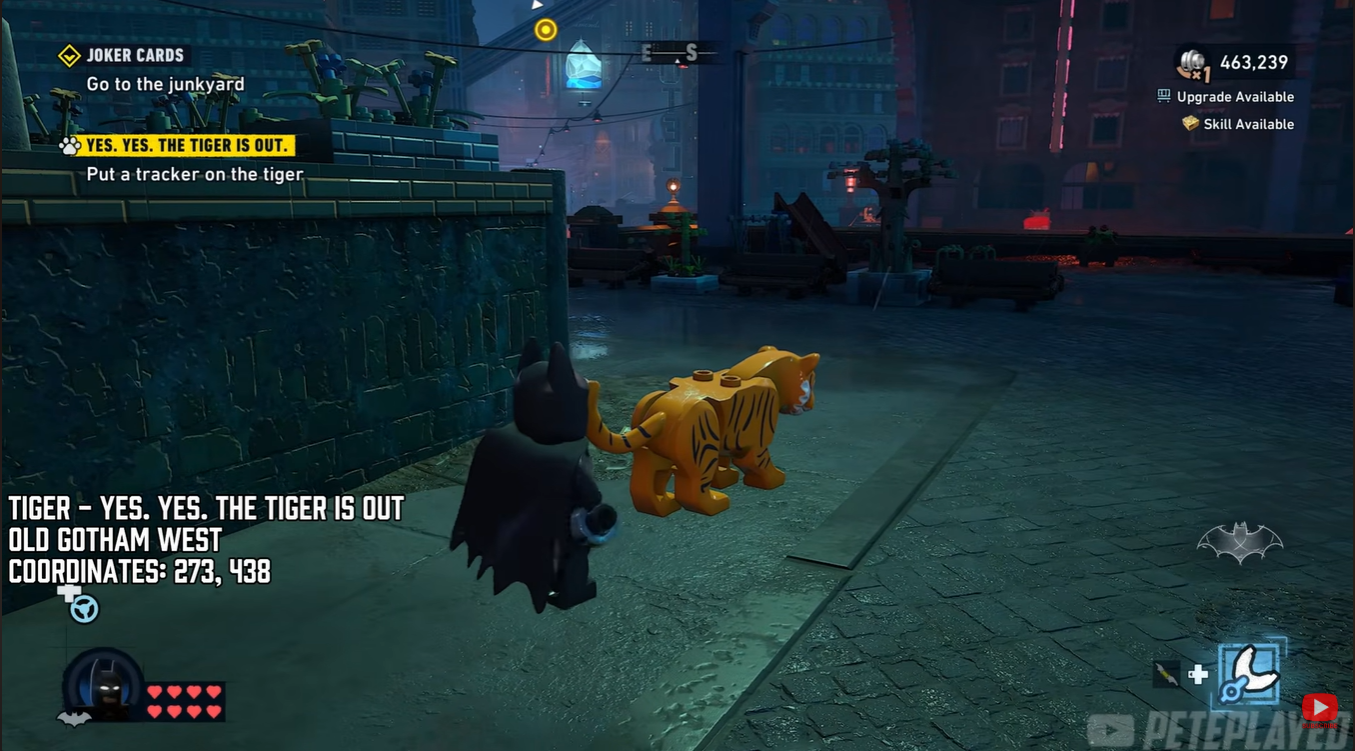 Tiger roaming near the large statue in Old Gotham West for the escaped zoo animal challenge